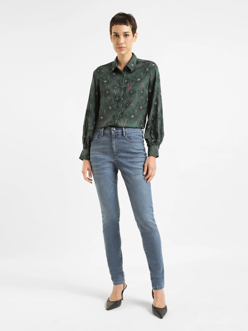Women's 721 Blue Skinny Fit High Rise Jeans - Image 8