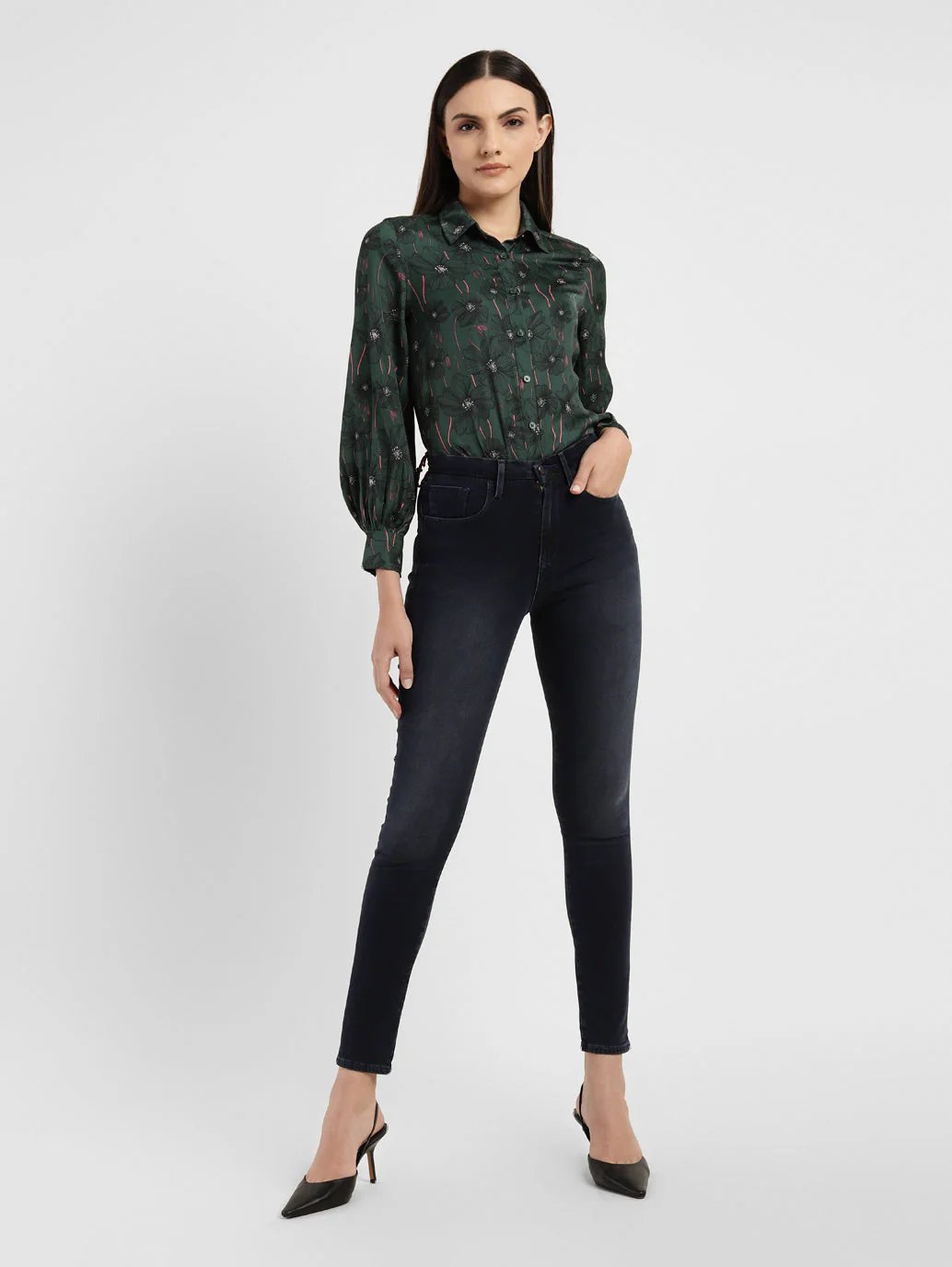 Women's 721 Blue Skinny Fit High Rise Jeans - Image 2