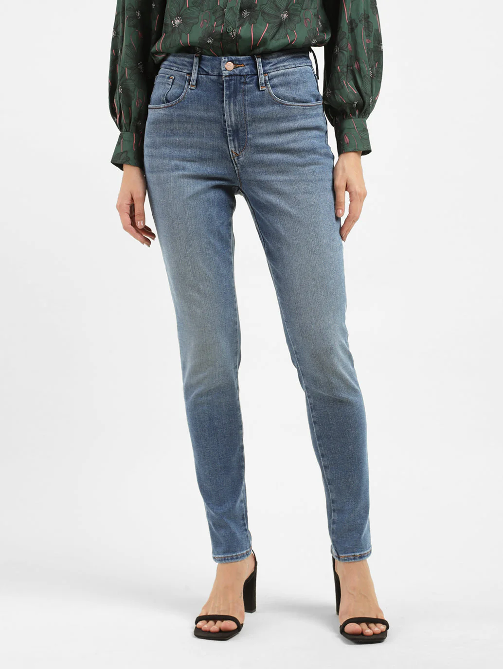 Women's 721 Blue Skinny Fit High Rise Jeans - Image 2