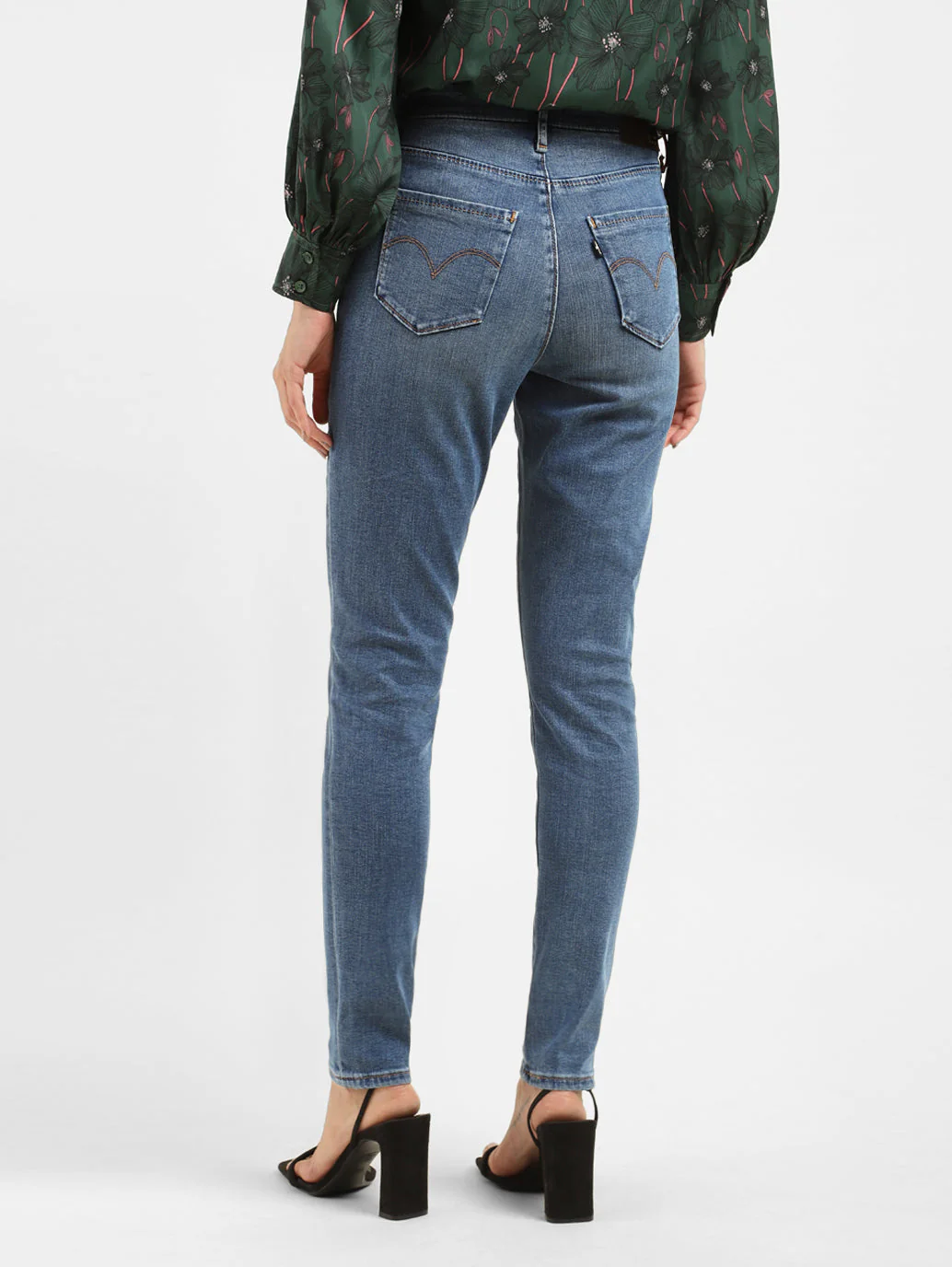 Women's 721 Blue Skinny Fit High Rise Jeans - Image 3