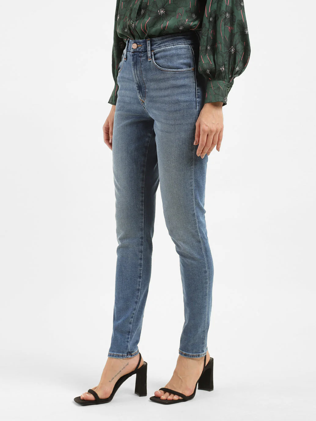 Women's 721 Blue Skinny Fit High Rise Jeans - Image 5