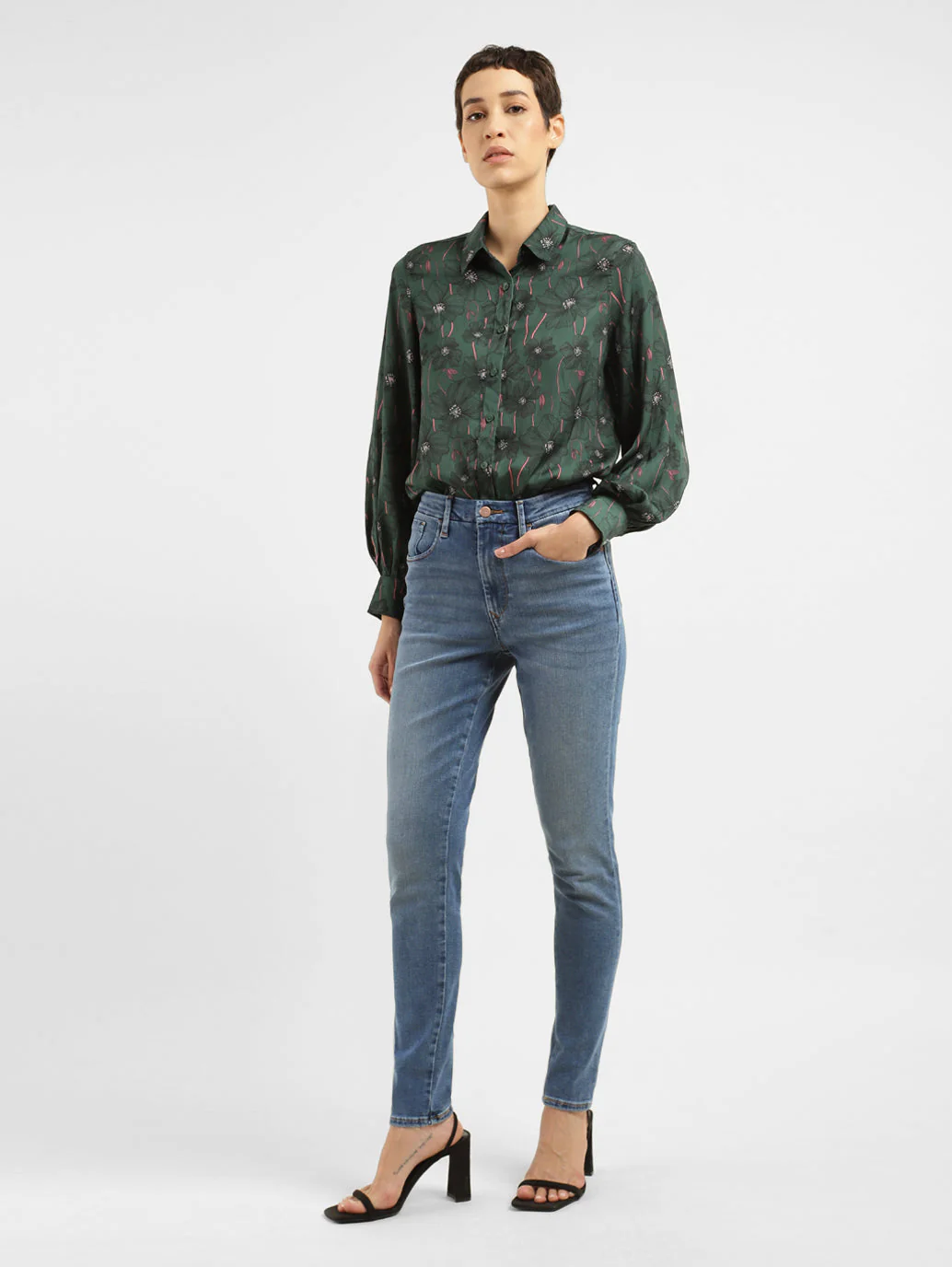 Women's 721 Blue Skinny Fit High Rise Jeans - Image 8