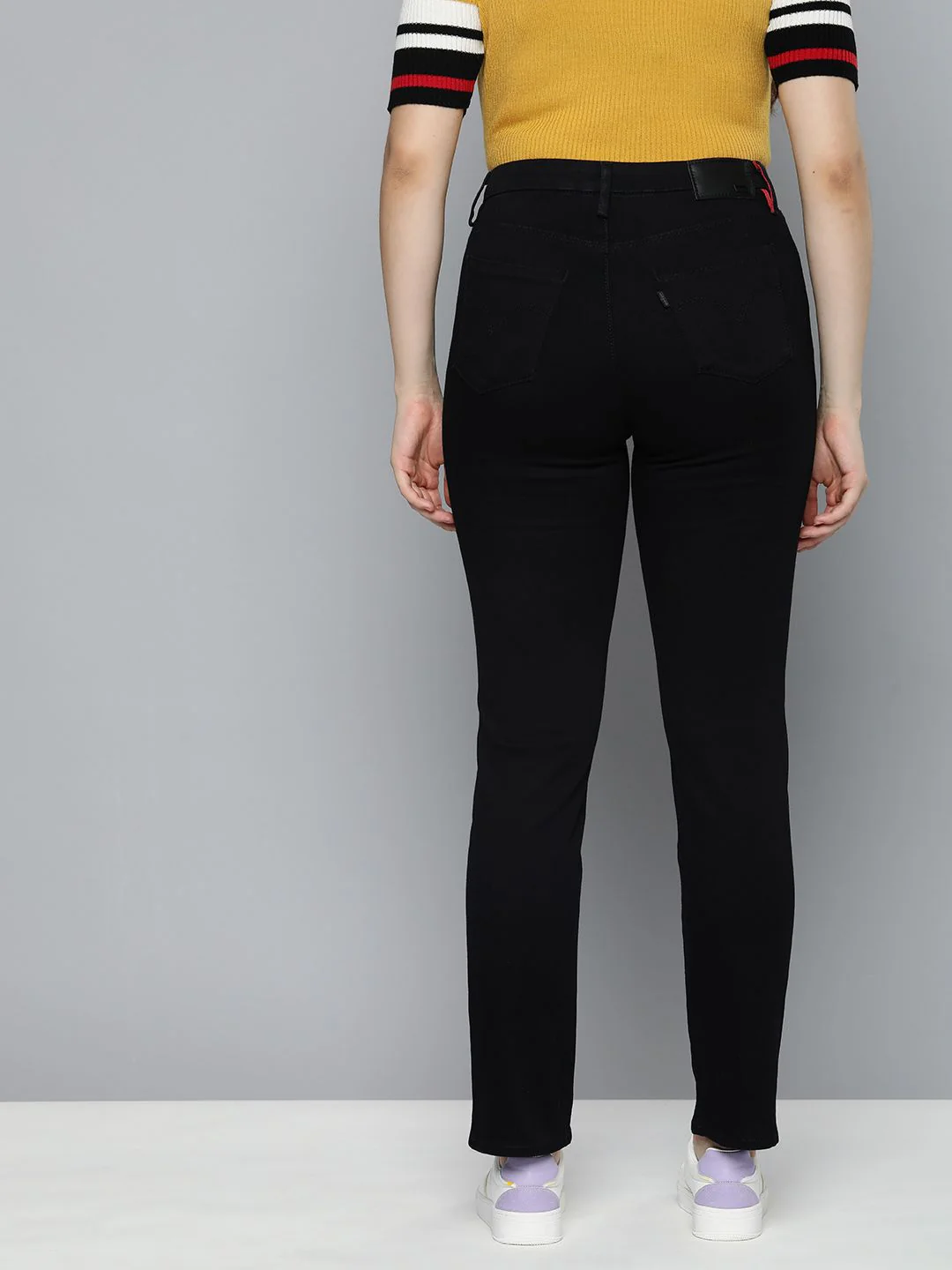 Women's Redloop 724 Black Slim Straight Fit High Rise Jeans - Image 3