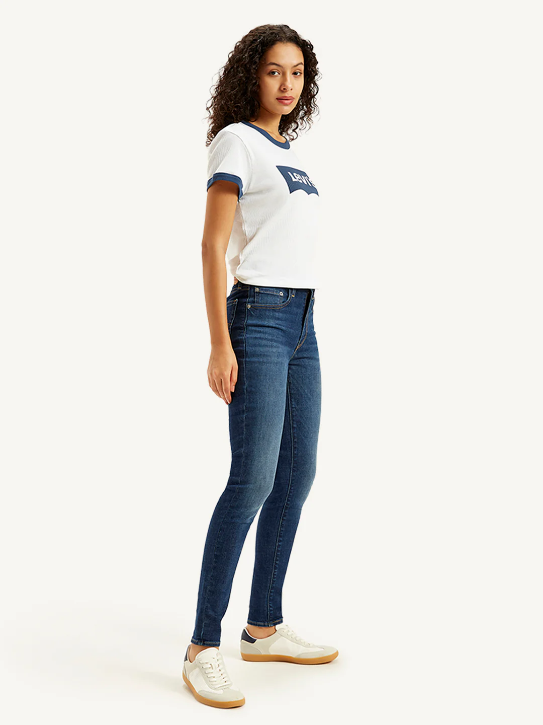 Women's 721 Blue Skinny Fit High Rise Jeans - Image 3