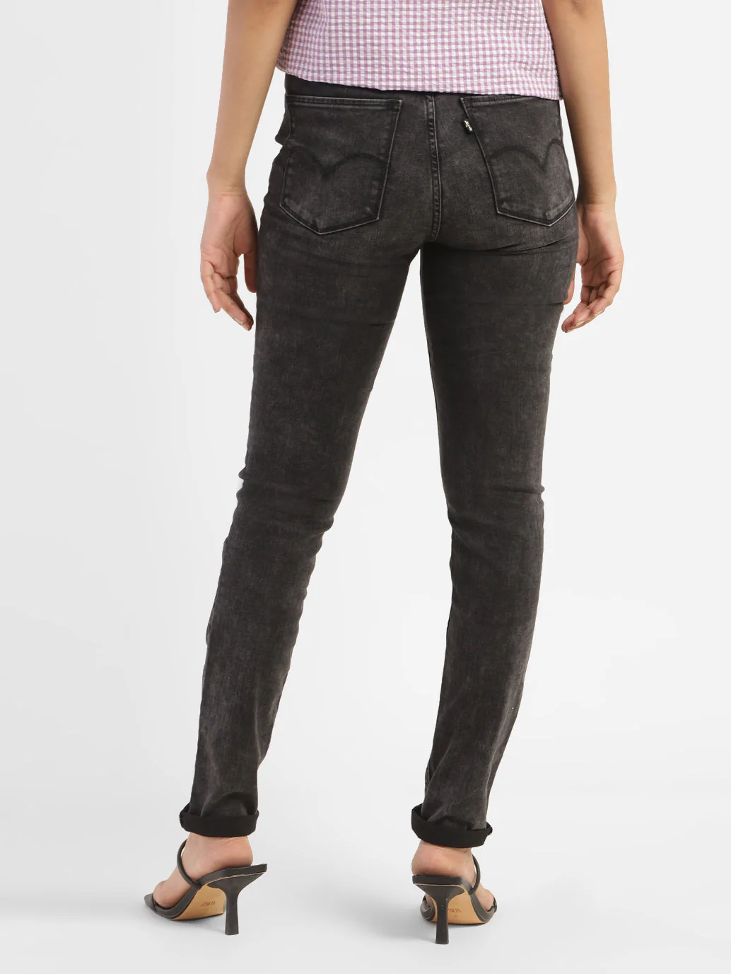 Women's 721 Grey Skinny Fit High Rise Jeans - Image 3