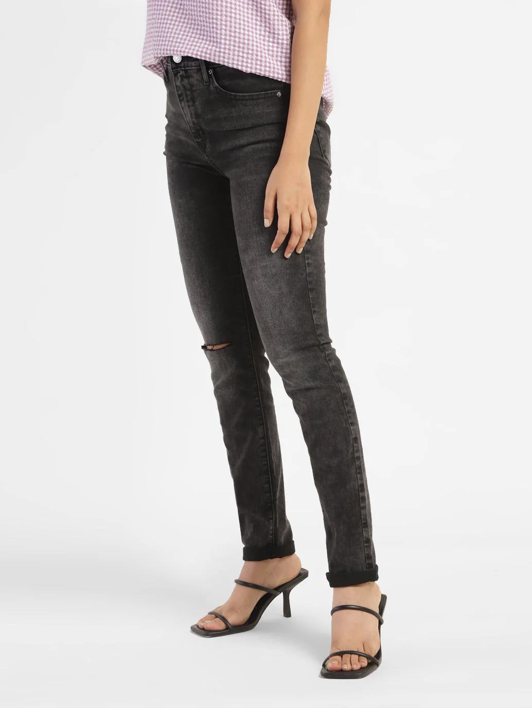 Women's 721 Grey Skinny Fit High Rise Jeans - Image 5
