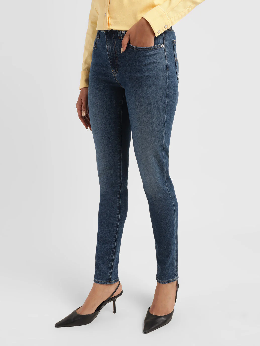 Women's 721 Blue Skinny Fit High Rise Jeans - Image 6