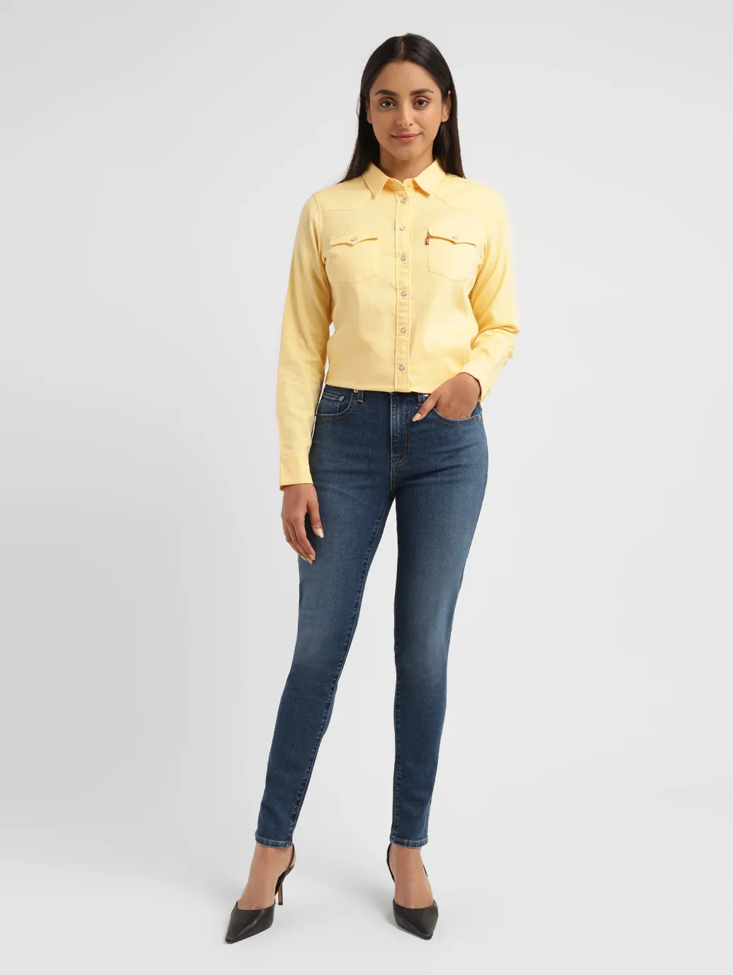Women's 721 Blue Skinny Fit High Rise Jeans - Image 8