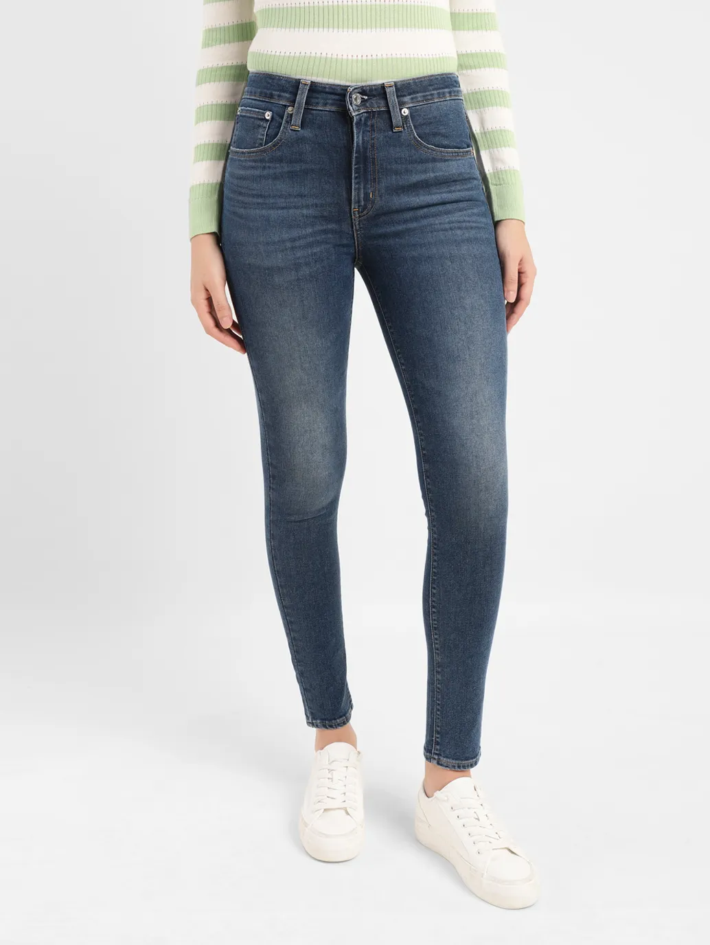 Women's 721 Blue Skinny Fit High Rise Jeans - Image 2