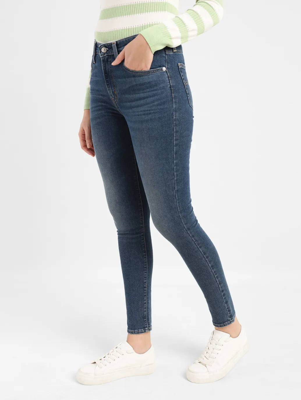Women's 721 Blue Skinny Fit High Rise Jeans - Image 5