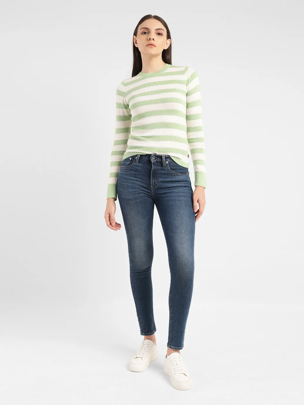 Women's 721 Blue Skinny Fit High Rise Jeans - Image 8