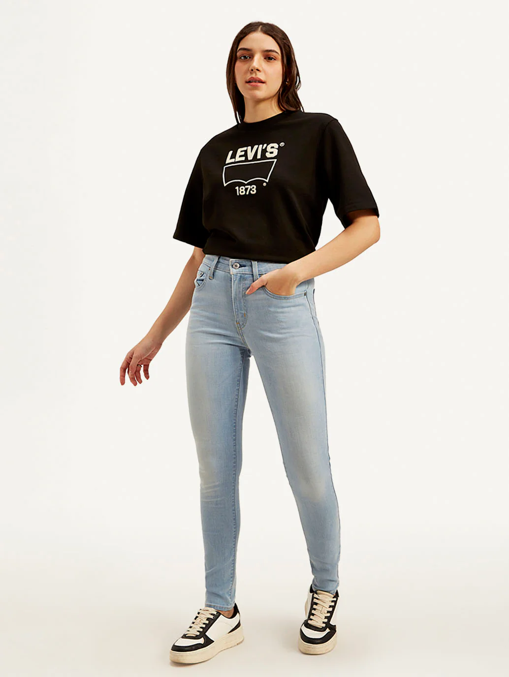 Women's 721 Light Blue Skinny Fit High Rise Jeans - Image 5