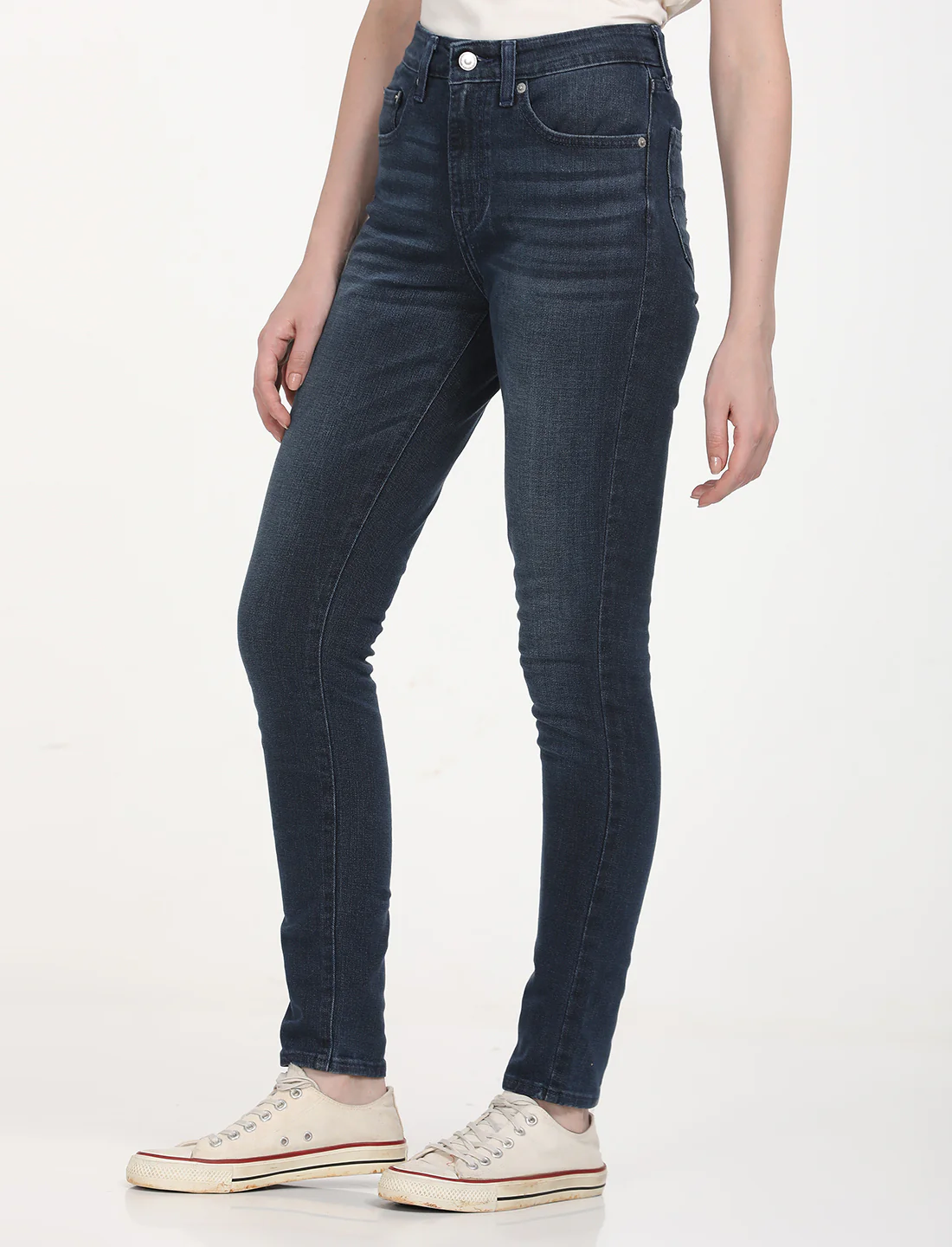 Women's 721 Navy Blue Skinny Fit High Rise Jeans - Image 3