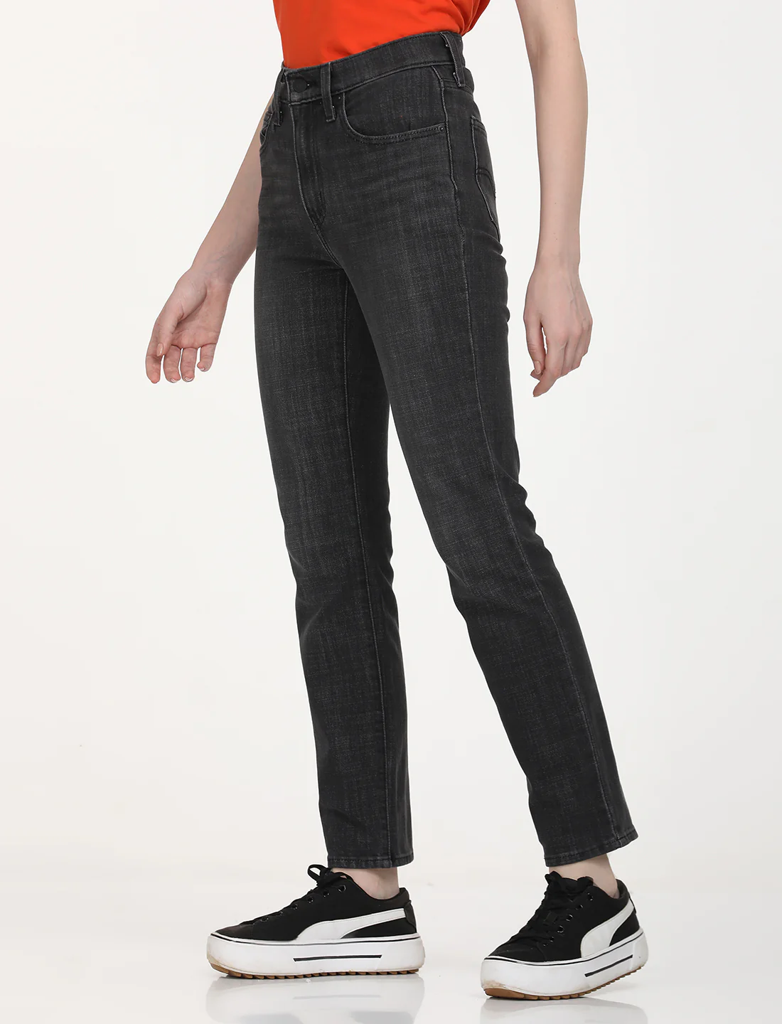 Women's 724 Black Slim Straight Fit High Rise Jeans - Image 3
