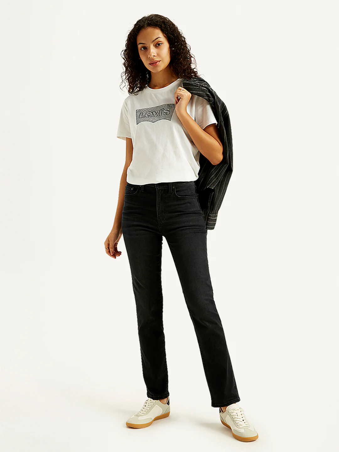 Women's 724 Black Slim Straight Fit High Rise Jeans - Image 6