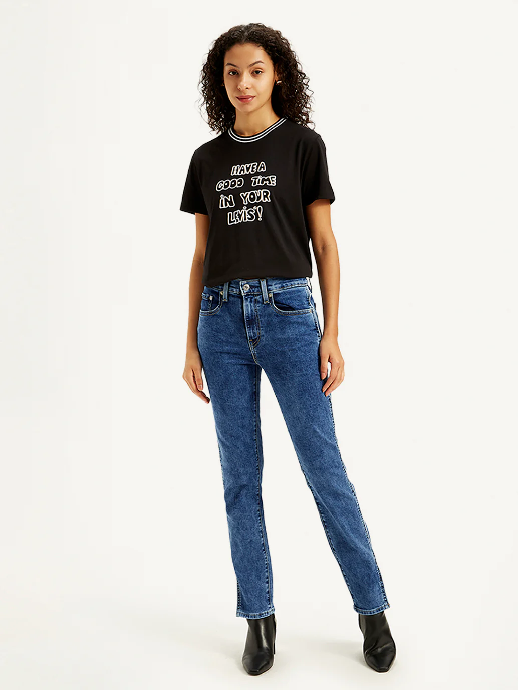 Women's 724 Blue Slim Straight Fit High Rise Jeans - Image 2