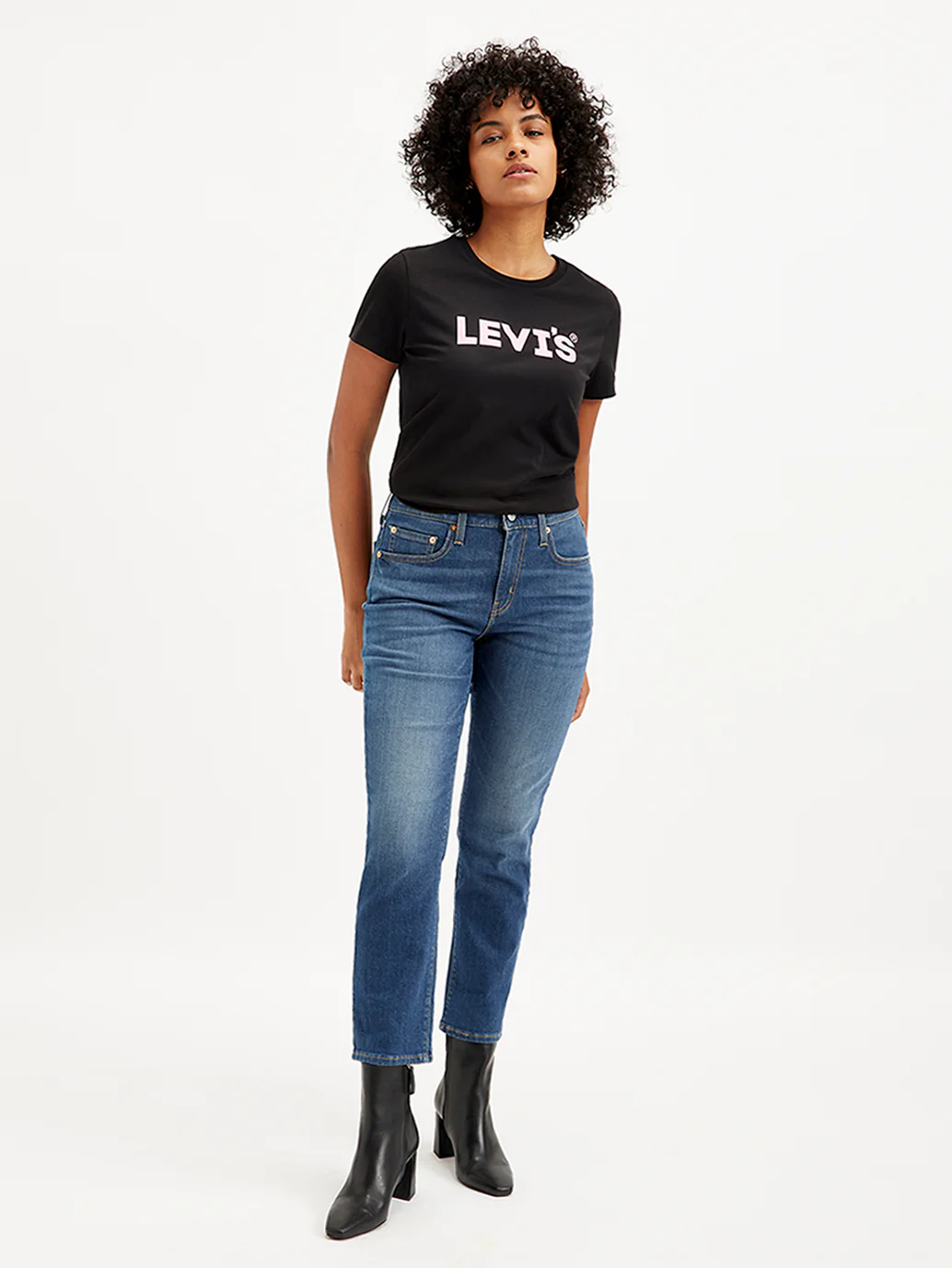 Women's 724 Blue Slim Straight Fit High Rise Jeans - Image 3