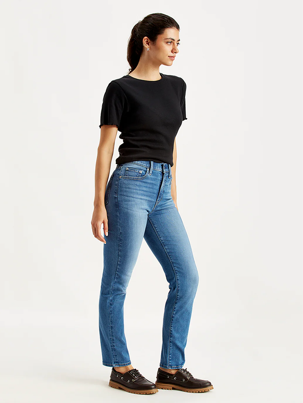 Women's 724 Blue Slim Straight Fit High Rise Jeans - Image 6