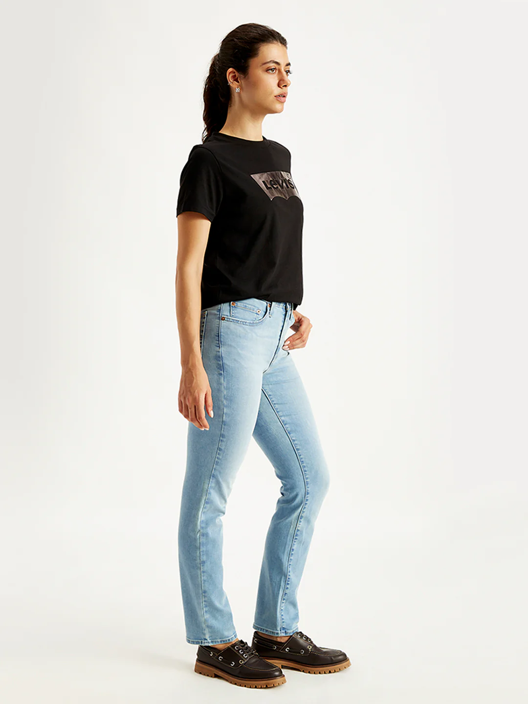 Women's 724 Light Blue Slim Straight Fit High Rise Jeans - Image 3