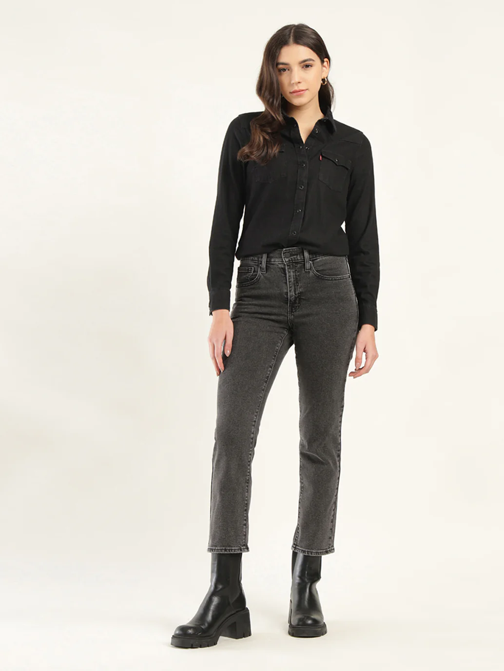 Women's 724 Grey Slim Straight Fit High Rise Jeans - Image 2