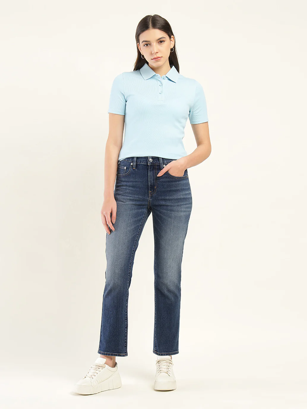Women's 724 Blue Slim Straight Fit High Rise Jeans - Image 2