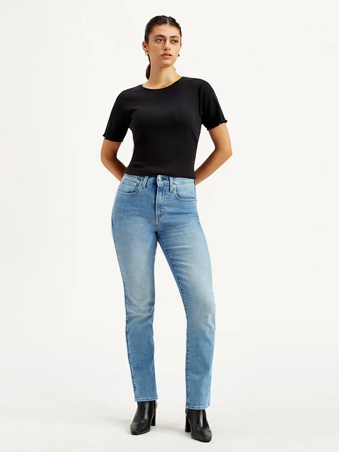 Women's 724 Blue Slim Straight Fit High Rise Jeans - Image 2