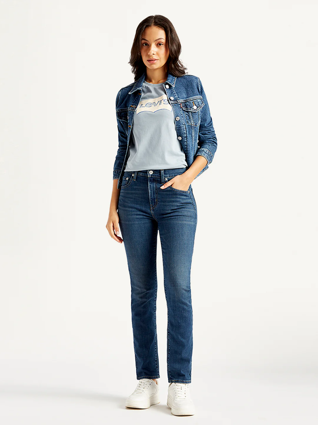 Women's 724 Blue Slim Straight Fit High Rise Jeans