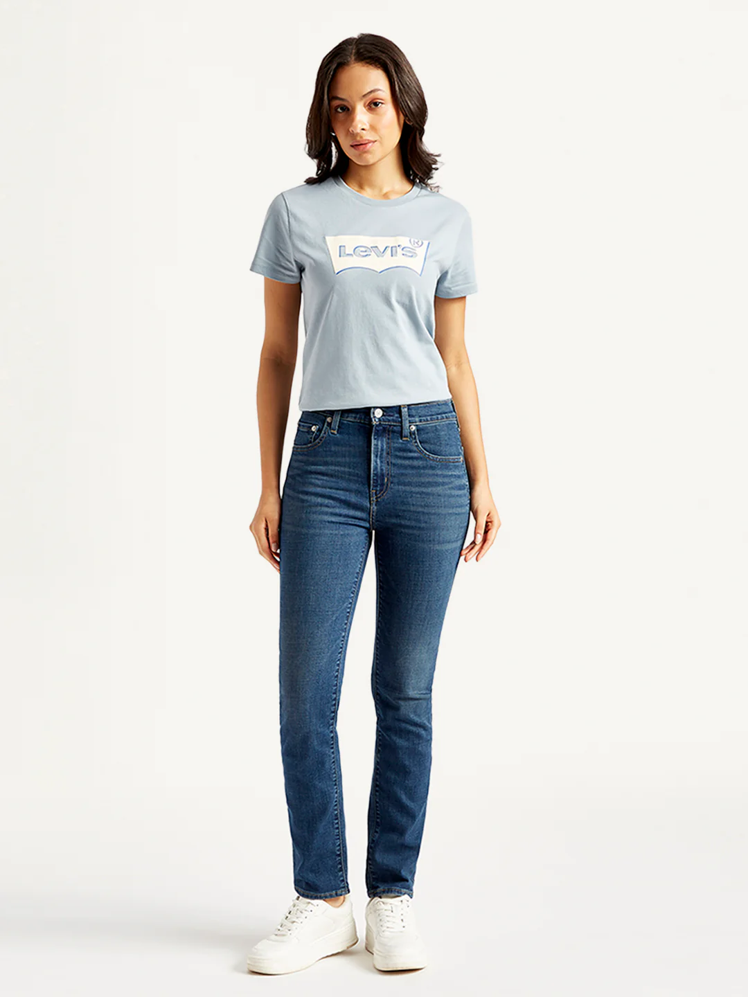 Women's 724 Blue Slim Straight Fit High Rise Jeans - Image 2