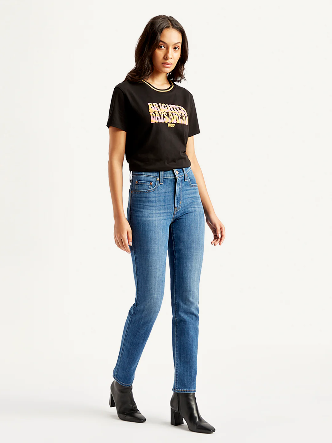 Women's 724 Blue Slim Straight Fit High Rise Jeans - Image 5