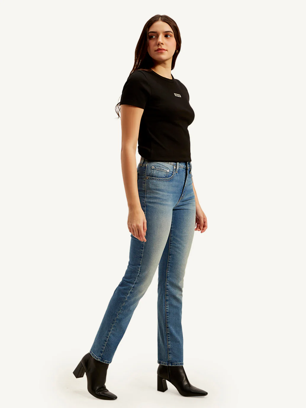 Women's 724 Blue Slim Straight Fit High Rise Jeans - Image 2