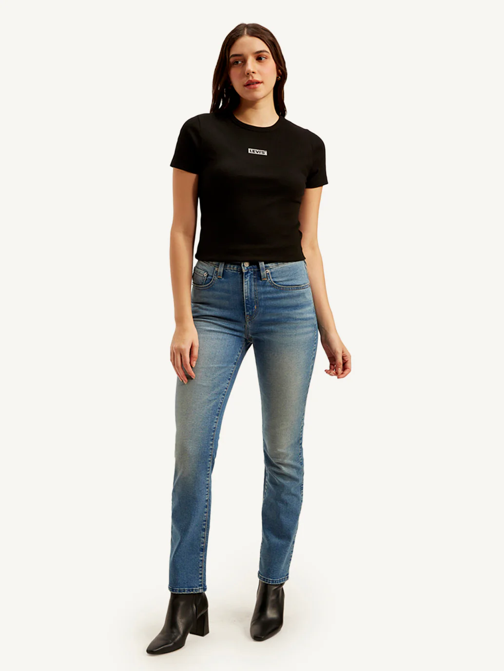 Women's 724 Blue Slim Straight Fit High Rise Jeans - Image 3