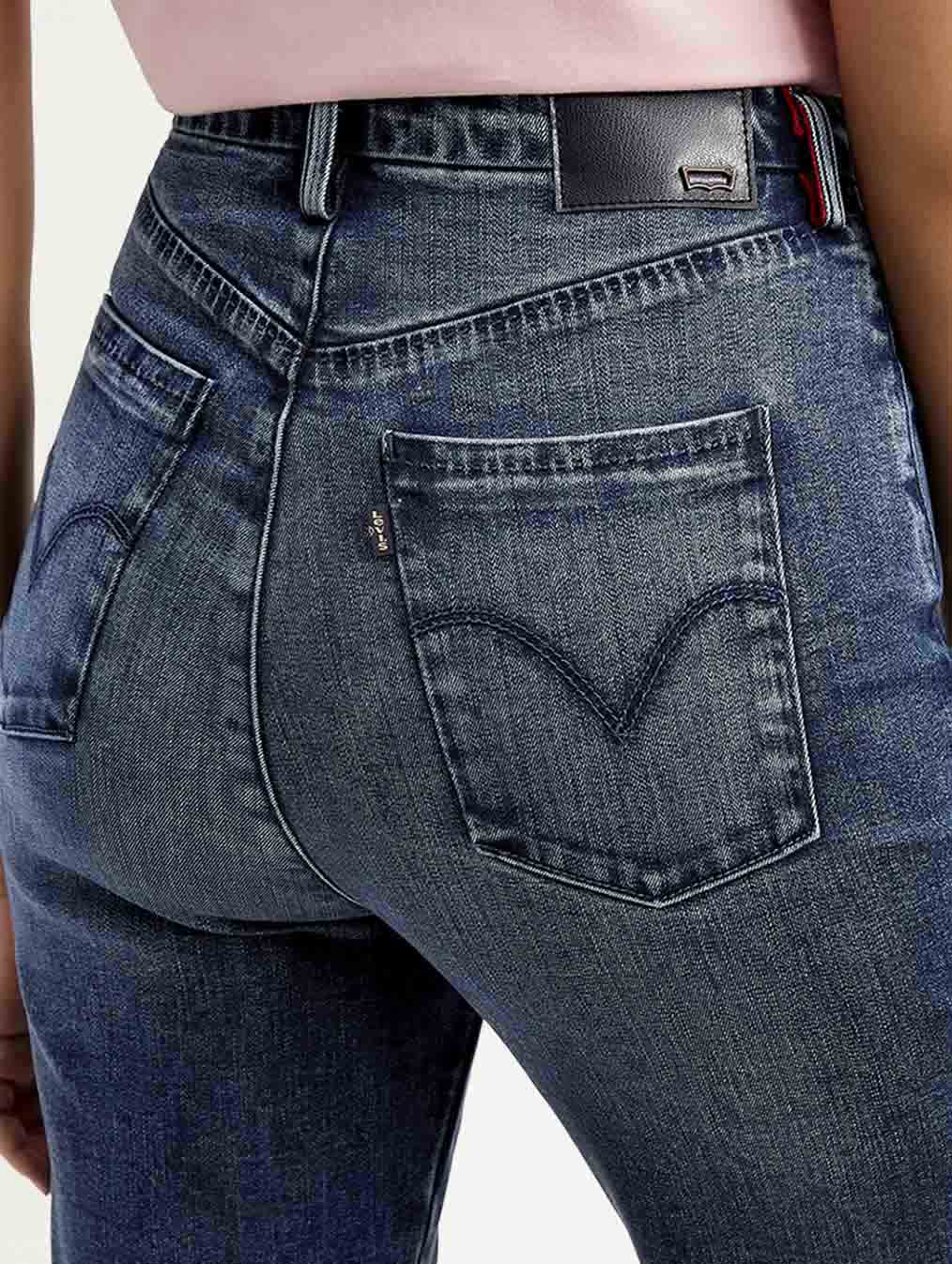Women's Redloop 724 Blue Slim Straight Fit High Rise Jeans - Image 5