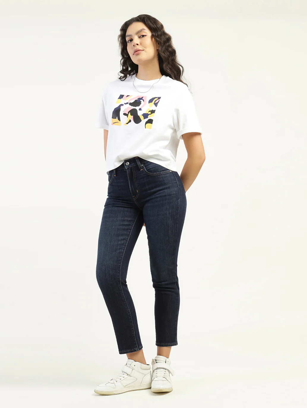 Women's 724 Dark Blue Slim Straight Fit High Rise Jeans