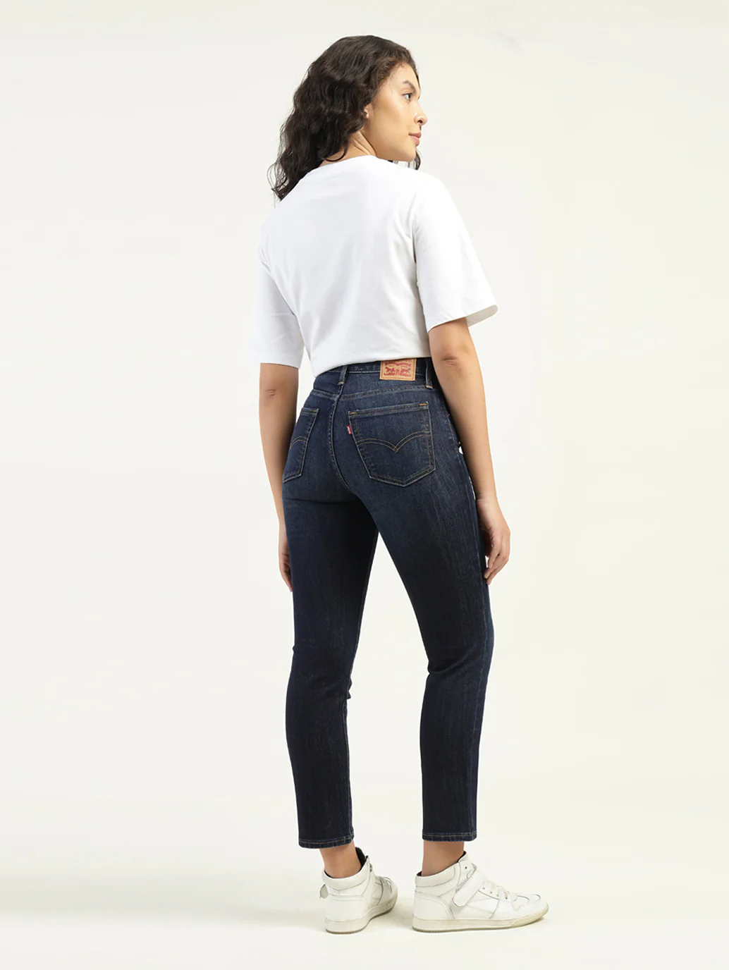 Women's 724 Dark Blue Slim Straight Fit High Rise Jeans - Image 3