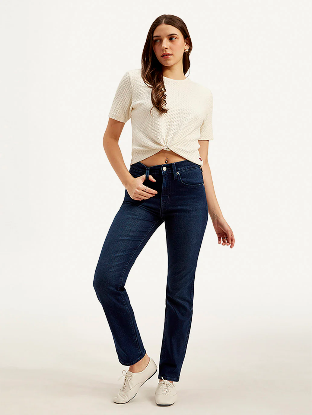 Women's 724 Dark Blue Slim Straight Fit High Rise Jeans