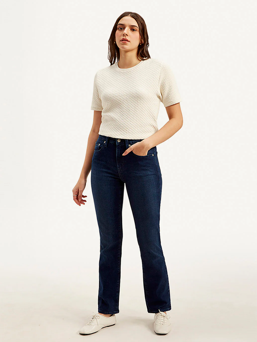 Women's 724 Dark Blue Slim Straight Fit High Rise Jeans - Image 2