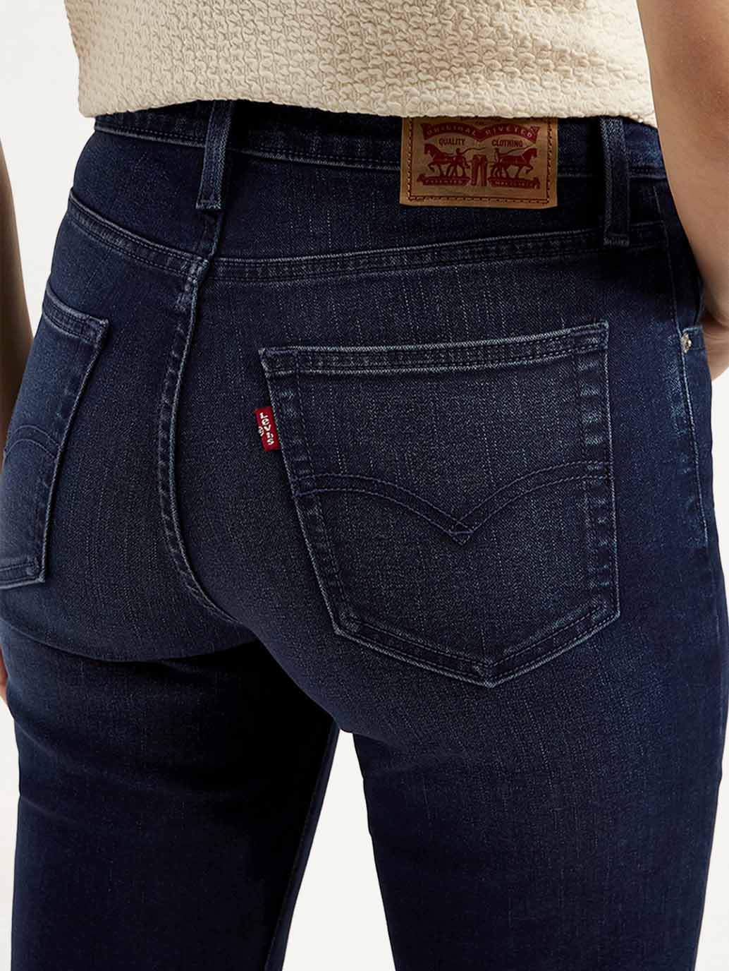 Women's 724 Dark Blue Slim Straight Fit High Rise Jeans - Image 5