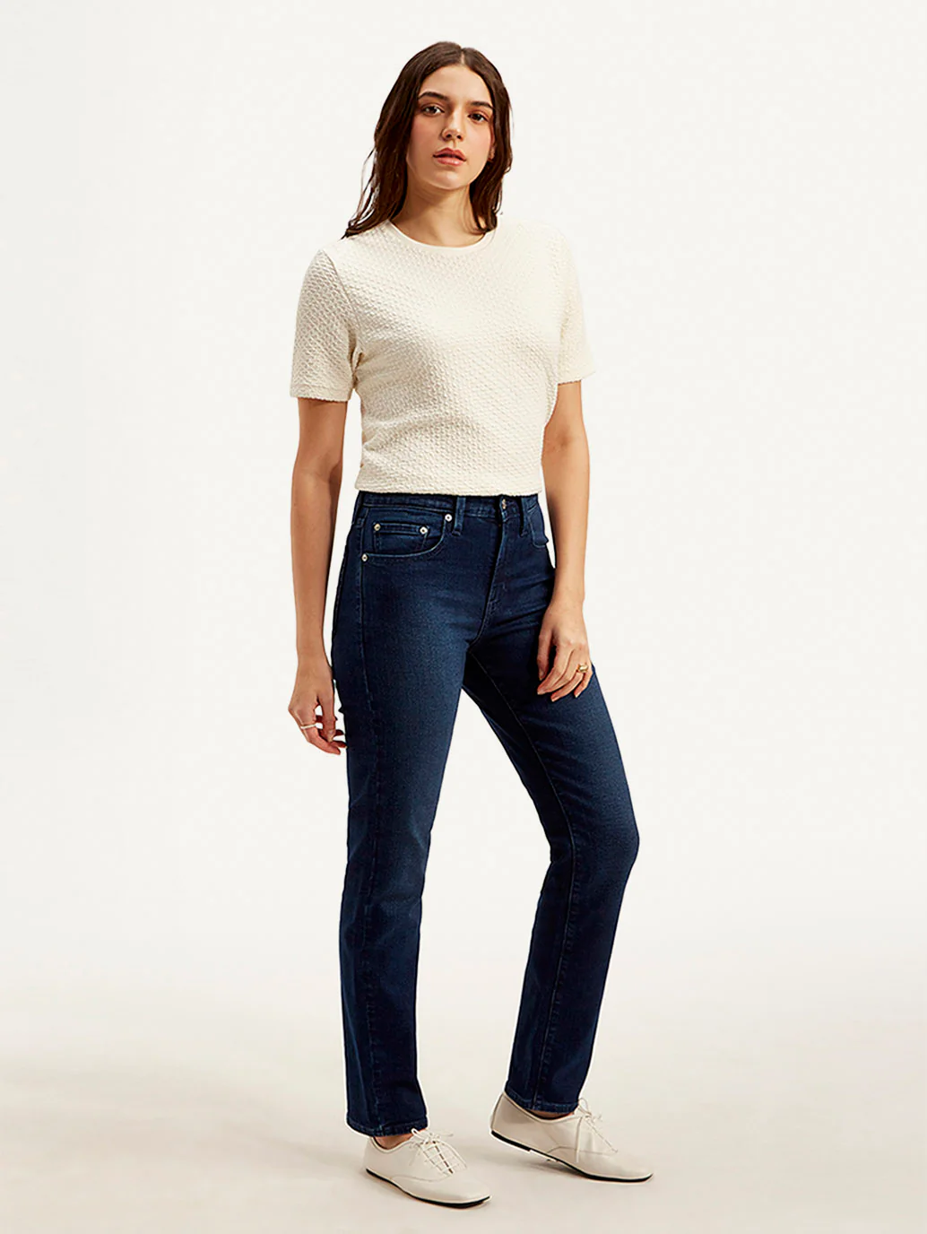 Women's 724 Dark Blue Slim Straight Fit High Rise Jeans - Image 6