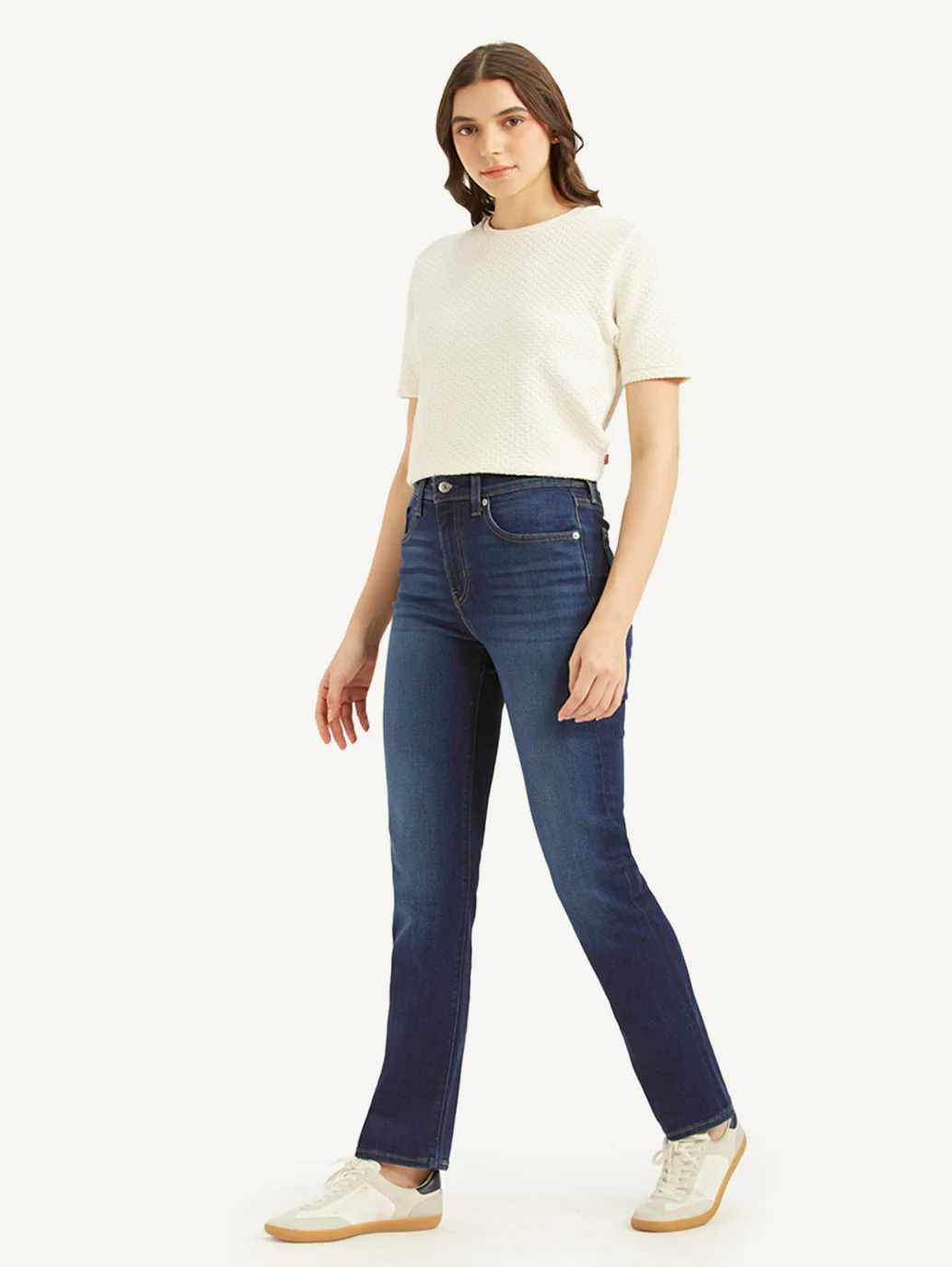 Women's 724 Dark Blue Slim Straight Fit High Rise Jeans - Image 5