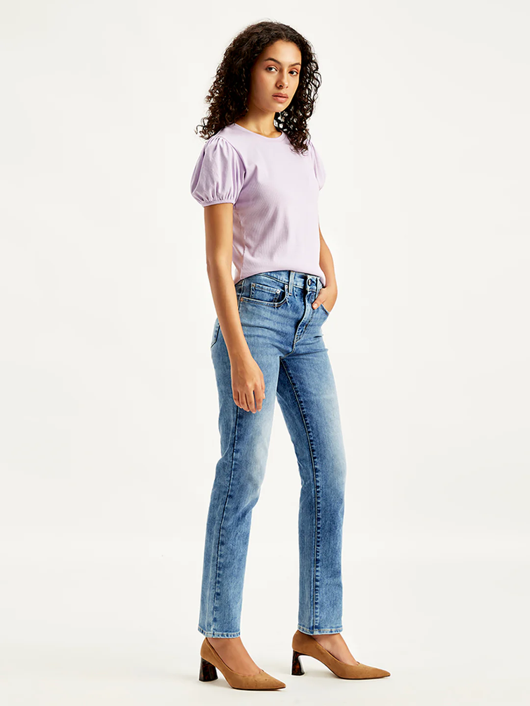 Women's 724 Blue Slim Straight Fit High Rise Jeans - Image 3