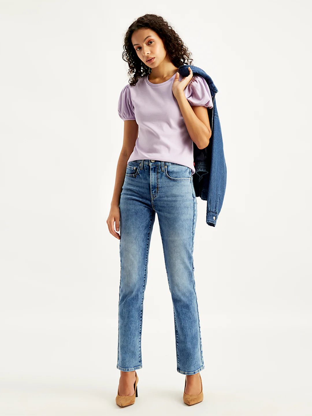 Women's 724 Blue Slim Straight Fit High Rise Jeans - Image 6