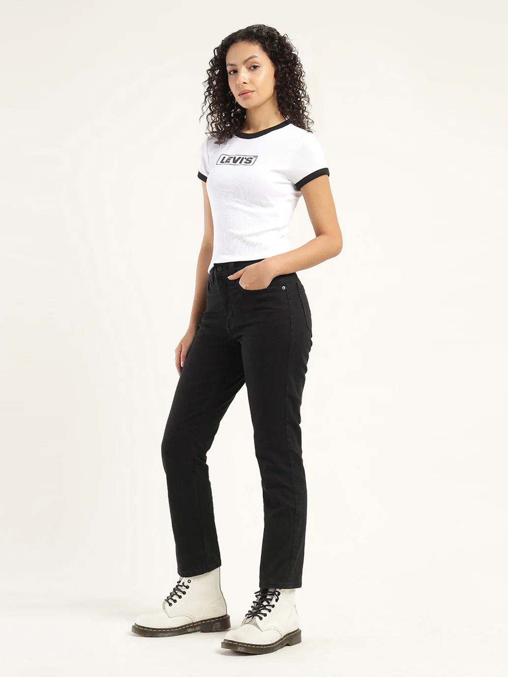 Women's 724 Black Slim Straight Fit High Rise Jeans - Image 6