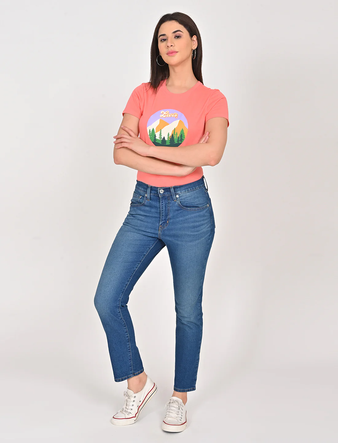 Women's 724 Blue Slim Straight Fit High Rise Jeans - Image 6