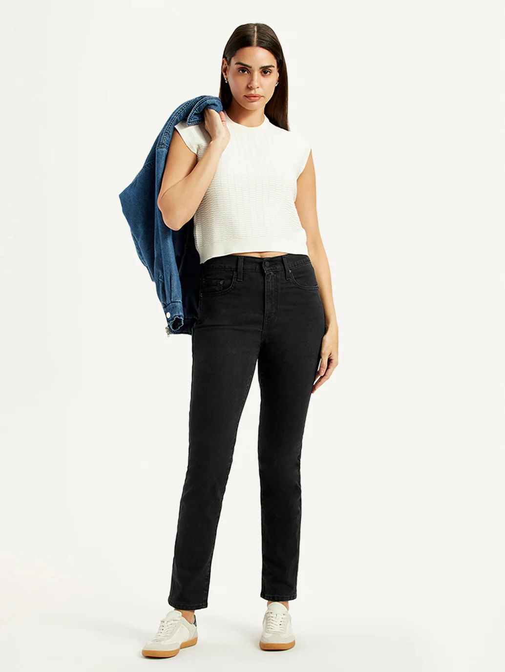 Women's 724 Black Slim Straight Fit High Rise Jeans