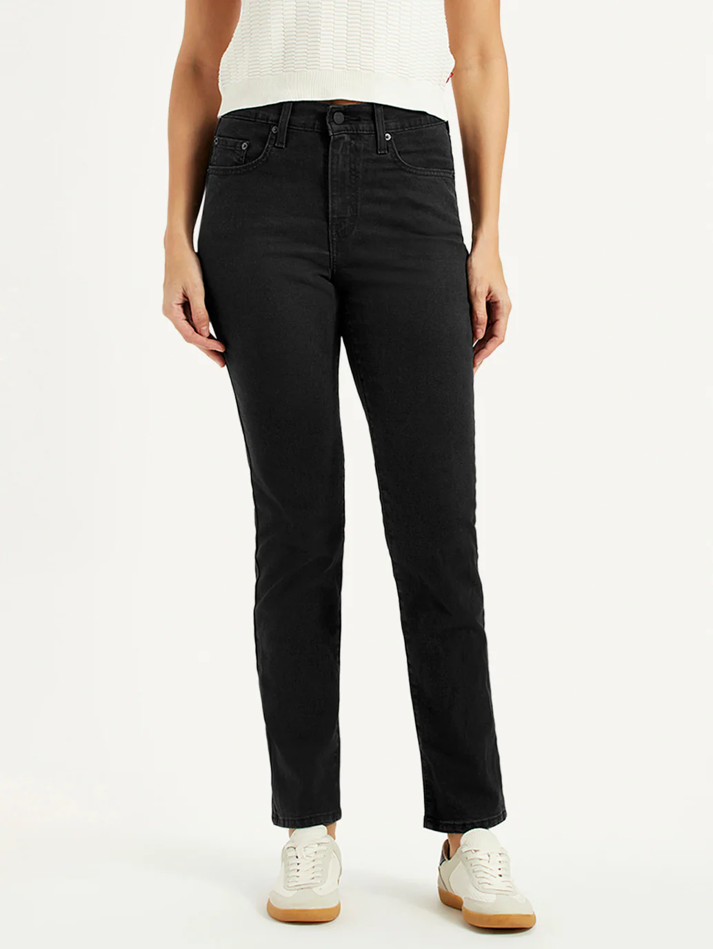 Women's 724 Black Slim Straight Fit High Rise Jeans - Image 5