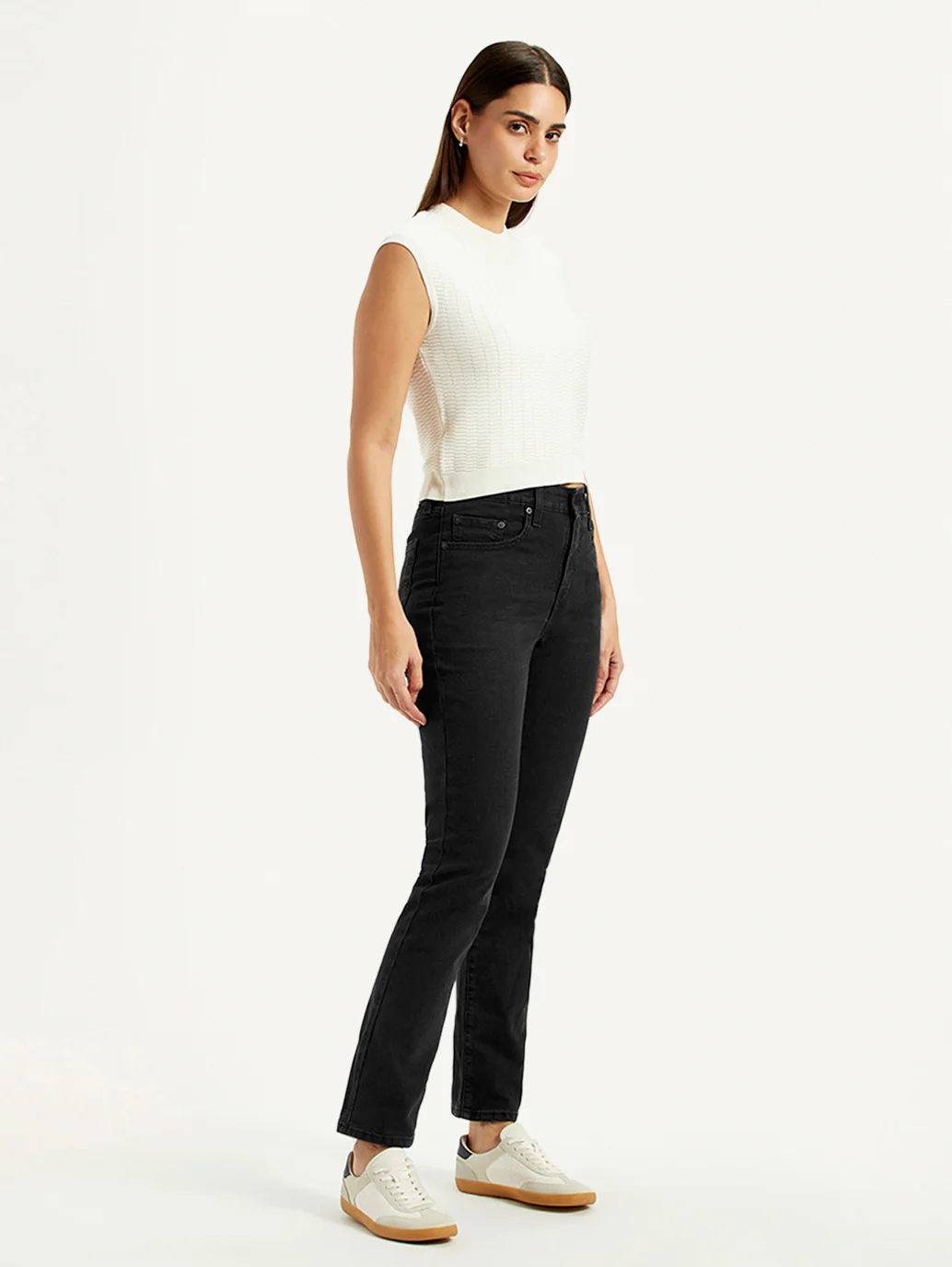 Women's 724 Black Slim Straight Fit High Rise Jeans - Image 7