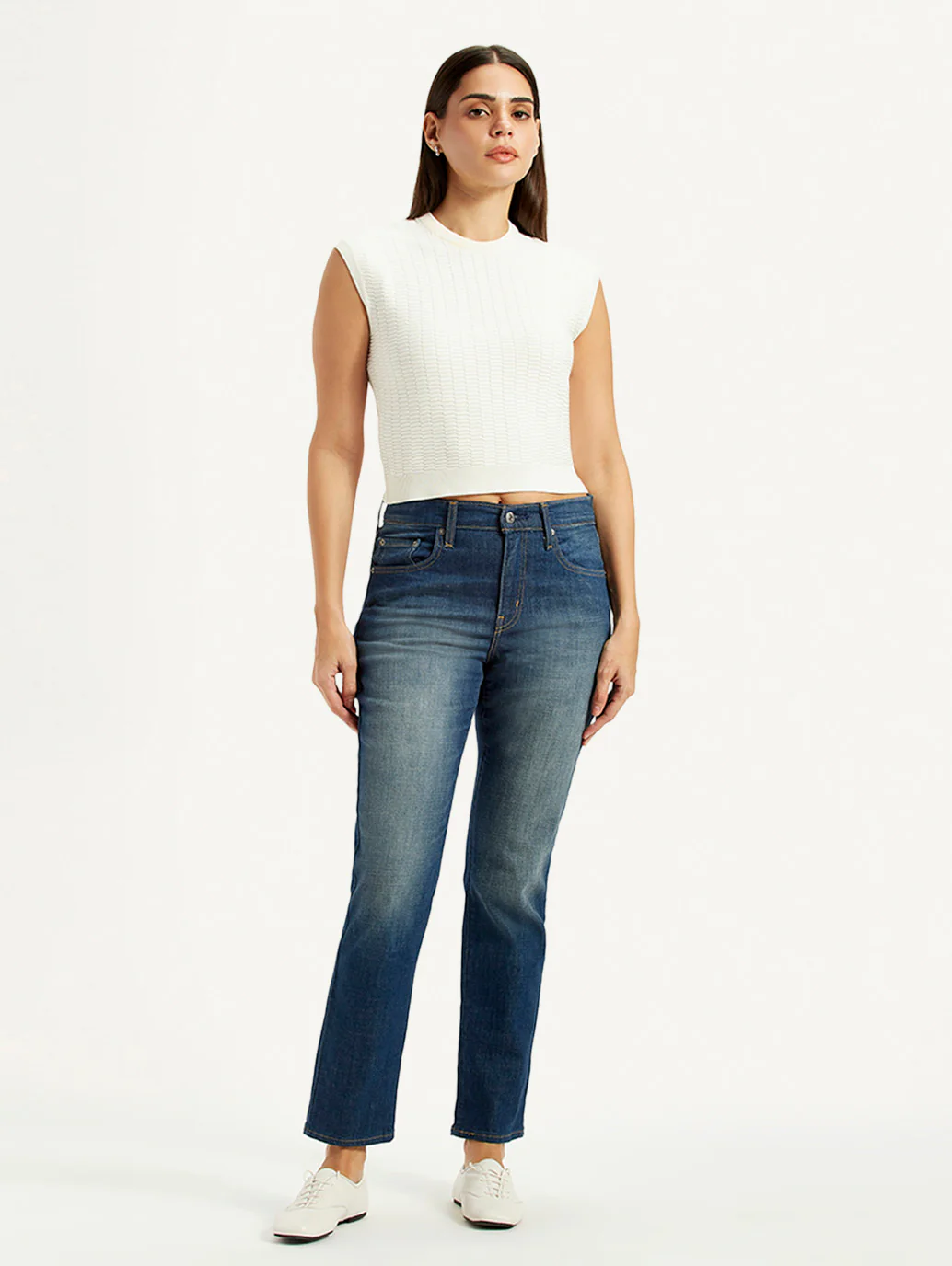 Women's 724 Blue Slim Straight Fit High Rise Jeans - Image 7
