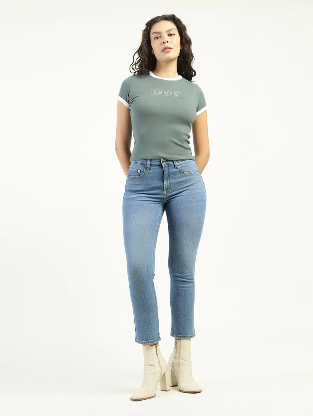 Women's 724 Blue Slim Straight Fit High Rise Jeans - Image 2