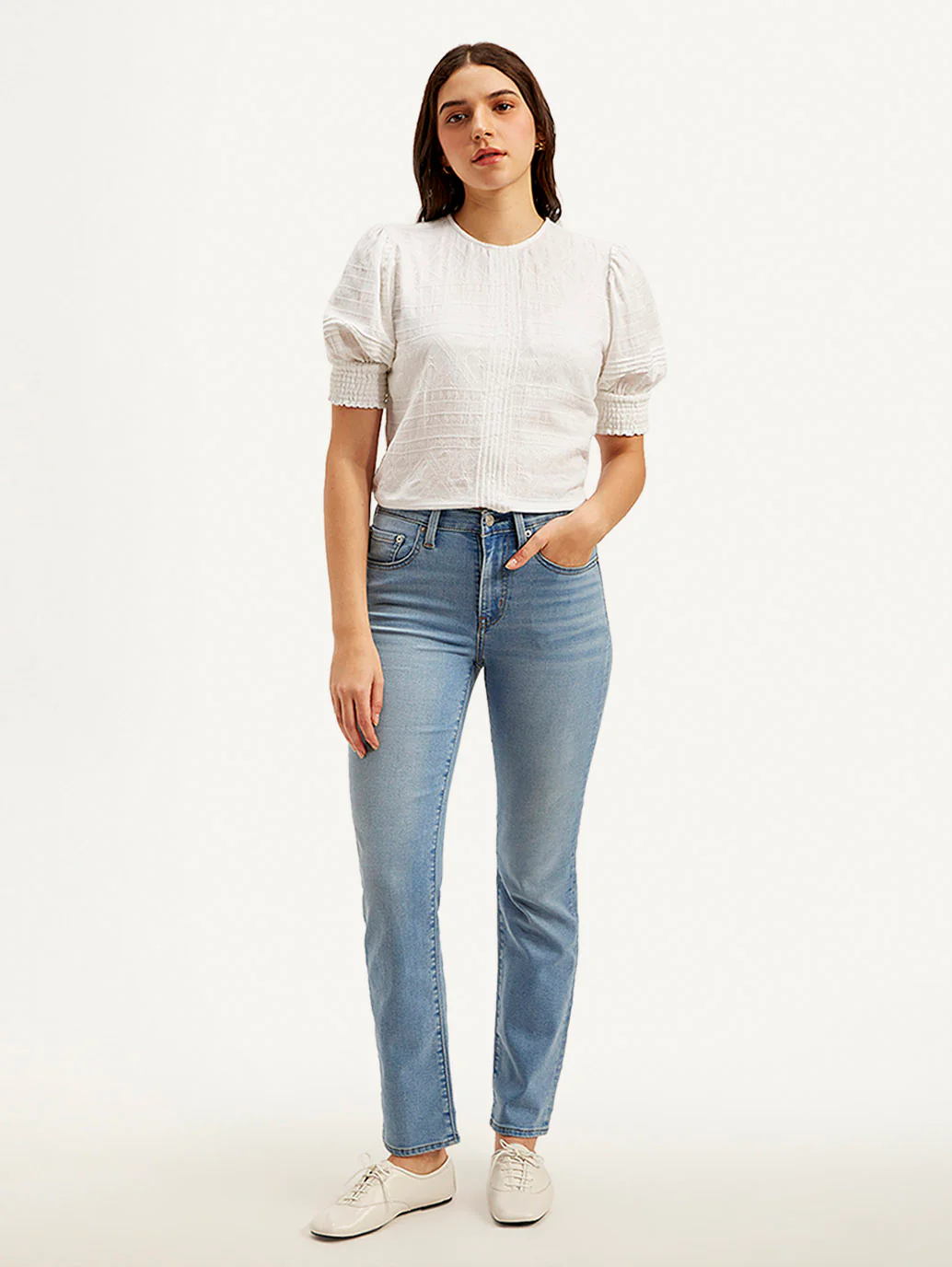 Women's 724 Blue Slim Straight Fit High Rise Jeans - Image 2