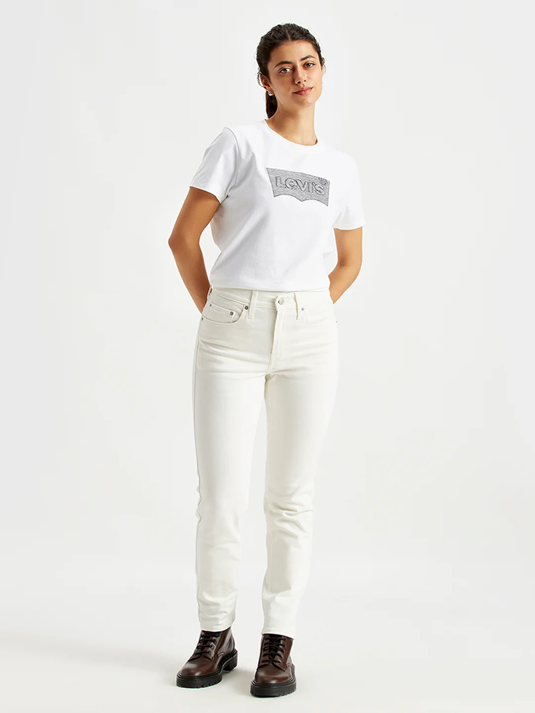 Women's 724 White Slim Straight Fit High Rise Jeans